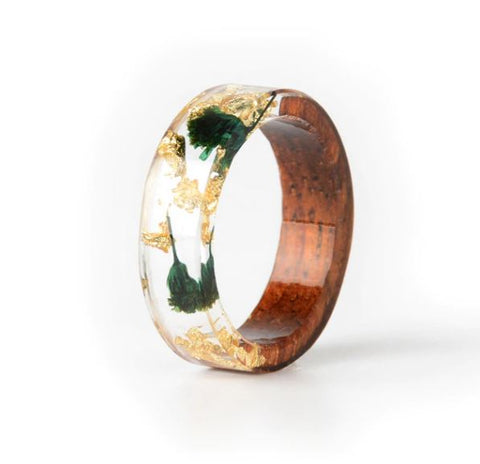 Flower Resin Wood Ring