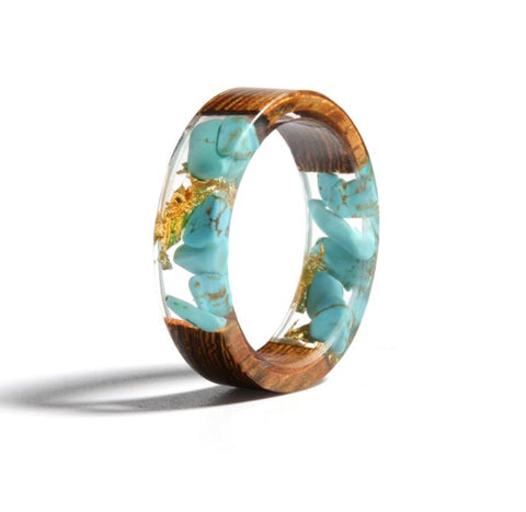 Stone and Resin Wood Ring