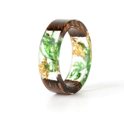 Flower Resin Wood Ring