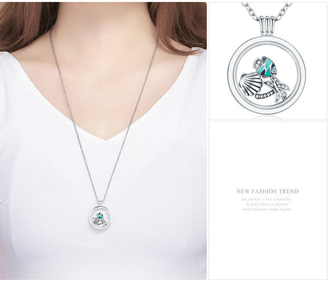 Floating Fish in Paradise  Silver Necklace