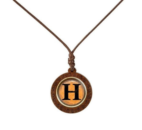 Yellow Letter Wood Necklace