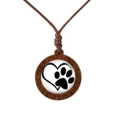 I love Paws  Wood Necklace