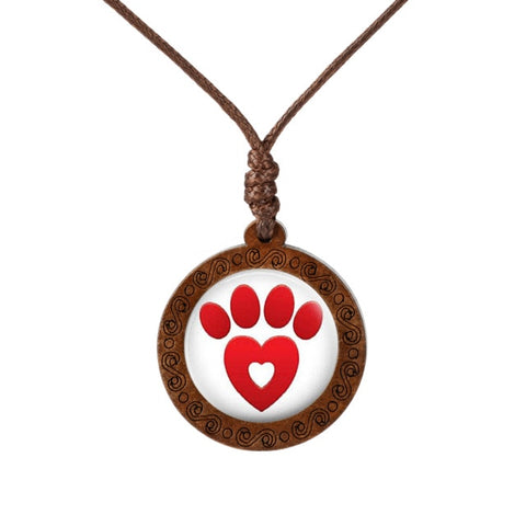 I love Paws  Wood Necklace