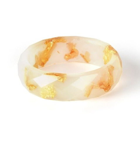 Metallic Flakes in Colored Resin Ring