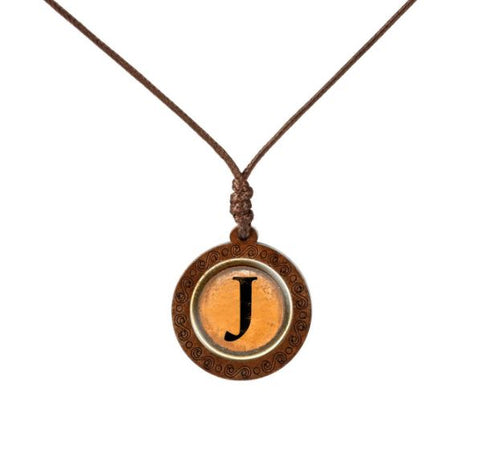 Yellow Letter Wood Necklace