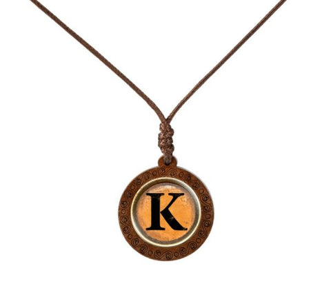 Yellow Letter Wood Necklace