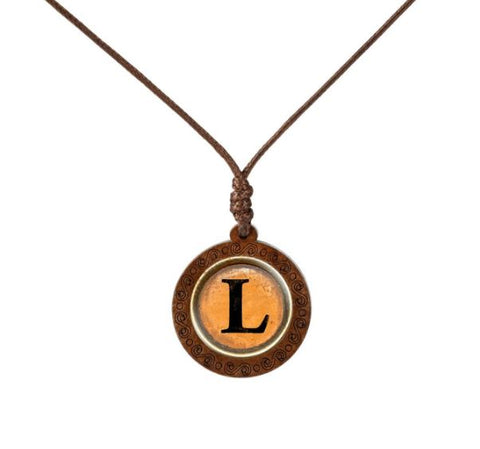 Yellow Letter Wood Necklace