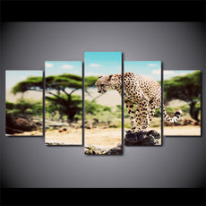 5 Panel Cheetah Wall Canvas
