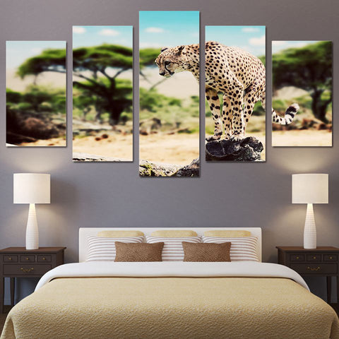 5 Panel Cheetah Wall Canvas
