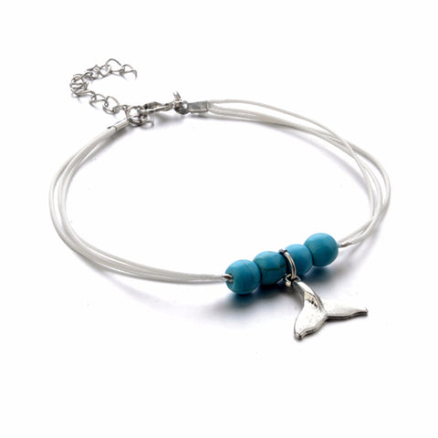 Whale Tail and Beads Anklet