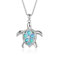 Free Flower Back Turtle Necklace