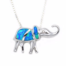 Blue Opal Elephant Necklace