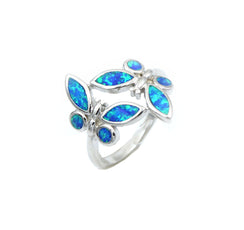 Opal Blue Butterfly Ring