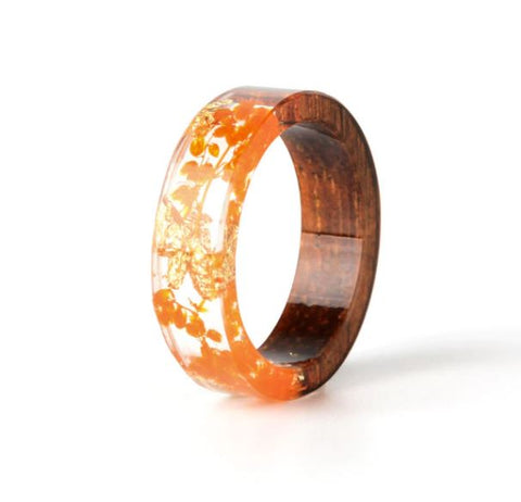 Flower Resin Wood Ring