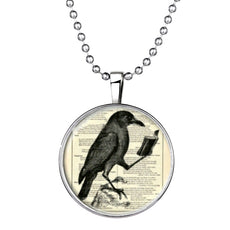 Raven Round Cameo - Necklace