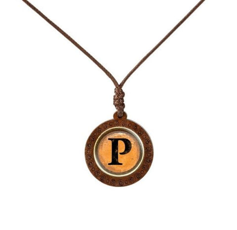 Yellow Letter Wood Necklace