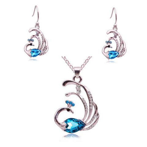 Peacock Necklace and Earrings Set (2 Color Styles)
