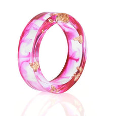 Metallic Flakes in Clear Resin Ring