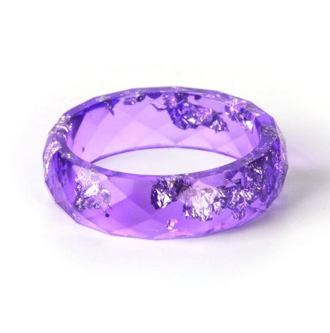 Metallic Flakes in Colored Resin Ring