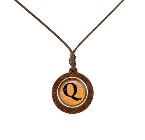 Yellow Letter Wood Necklace