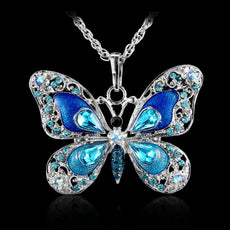 Vintage Crystal Butterfly Necklace