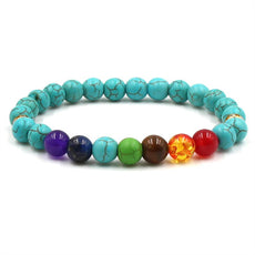 7 Chakra on Turquoise Stone Bracelet