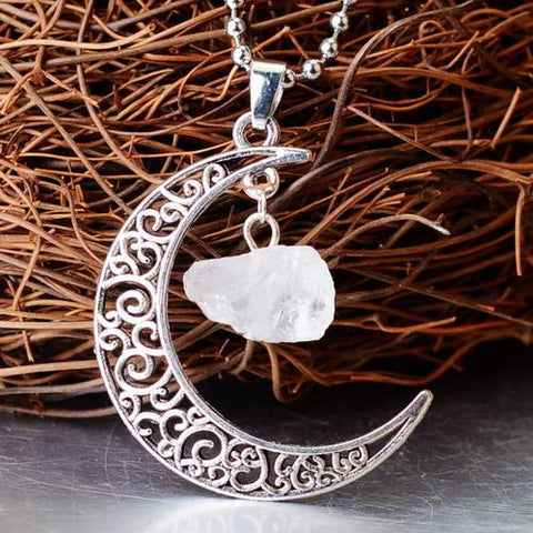 Silver Moon Crystal Necklace