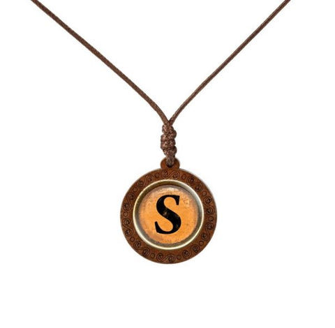 Yellow Letter Wood Necklace