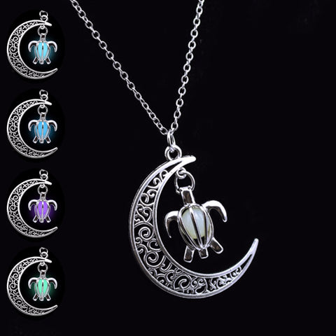 Moon and Turtle Glow in the Dark  Necklace