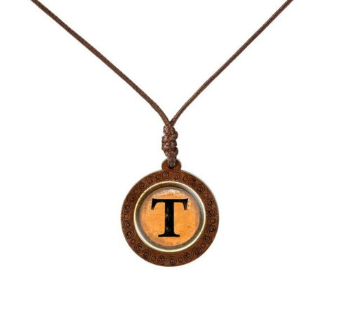 Yellow Letter Wood Necklace