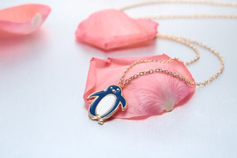 Free Blue Enamel Penguin Necklace
