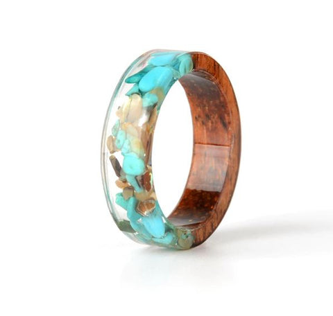 Stone and Resin Wood Ring