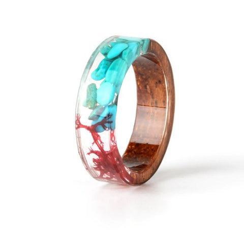Stone and Resin Wood Ring