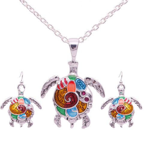 Turtle Necklace and Earrings Set  (3 Color Styles)