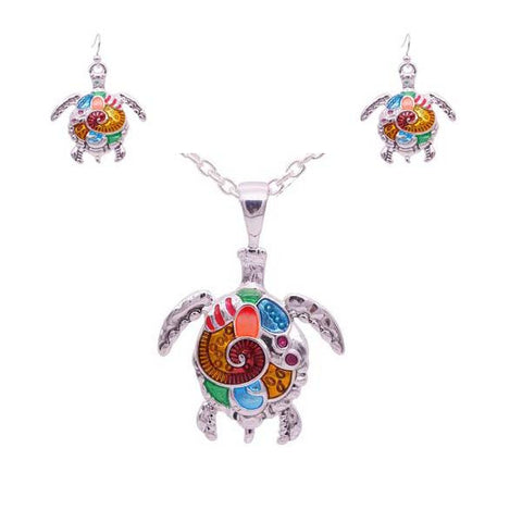 Turtle Necklace and Earrings Set  (3 Color Styles)
