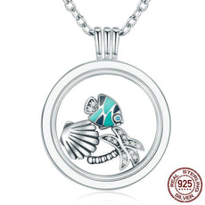 Floating Fish in Paradise  Silver Necklace