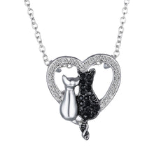 Vintage Cat Heart Necklace