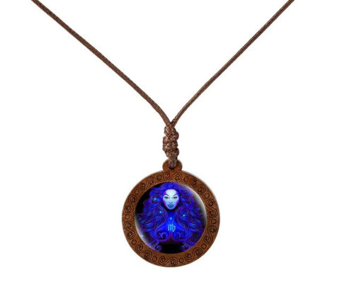 Zodiac Sign Wood Necklace