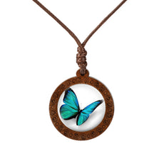 Colored Butterfly Wood Necklace