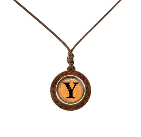 Yellow Letter Wood Necklace