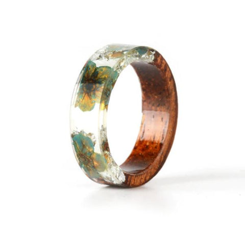 Flower Resin Wood Ring