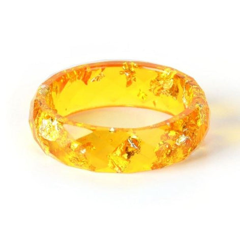 Metallic Flakes in Colored Resin Ring