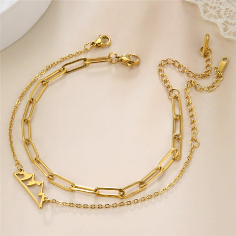 Double Chain Gold Mountain Bracelet