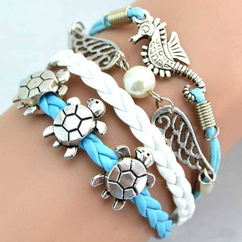 Bracelet - Sea Turtle & Sea Horse & Wing Fashion Vintage Bracelet