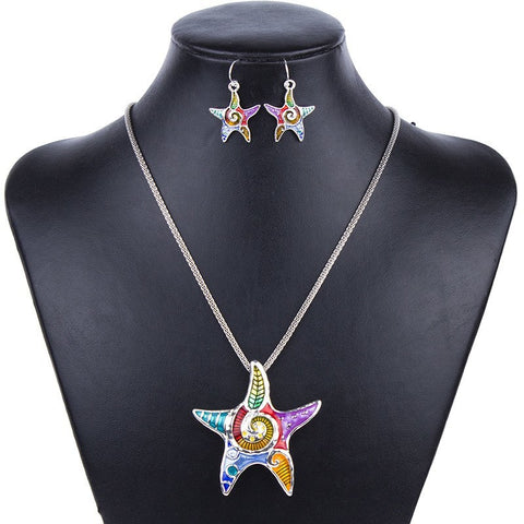Jewelry Set - Starfish Necklace And Earrings Set