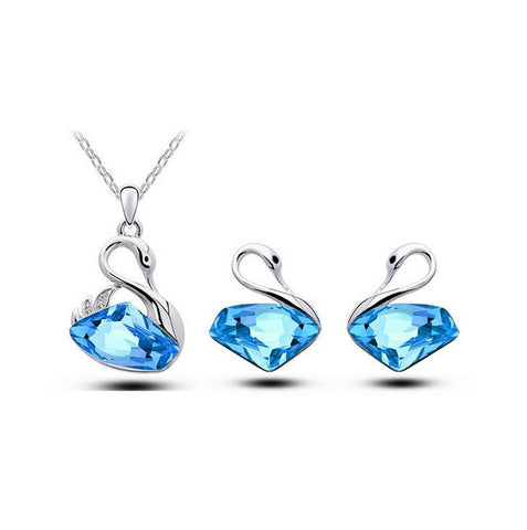 Jewelry Set - Swan Necklace And Earrings Set