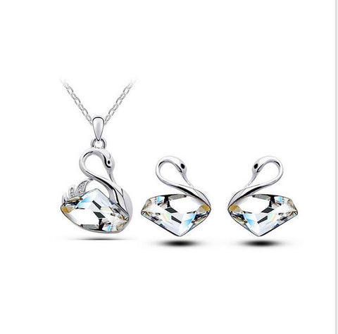 Jewelry Set - Swan Necklace And Earrings Set