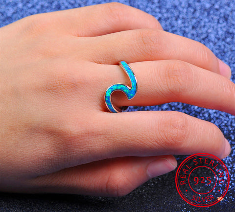 Sterling Silver Ocean™ Opal Wave Ring