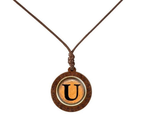 Yellow Letter Wood Necklace