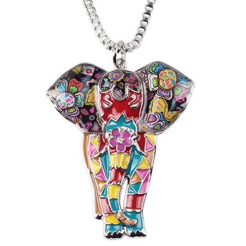 Multicolor Big Elephant Necklace